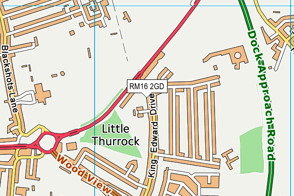 RM16 2GD map - OS VectorMap District (Ordnance Survey)