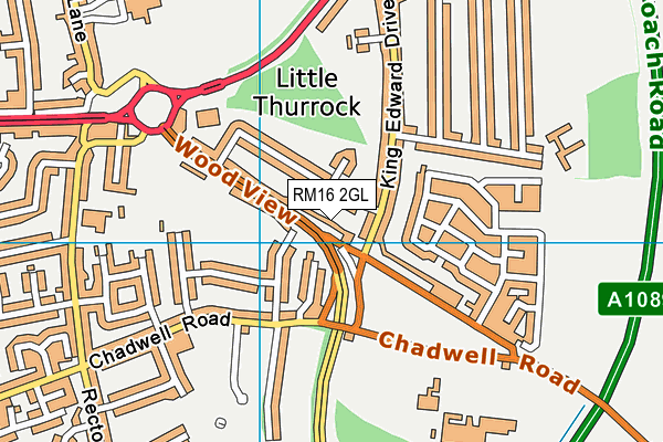 RM16 2GL map - OS VectorMap District (Ordnance Survey)