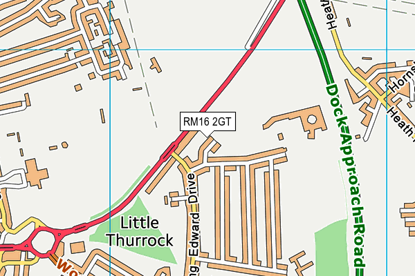 RM16 2GT map - OS VectorMap District (Ordnance Survey)