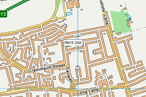 RM16 2HA map - OS VectorMap District (Ordnance Survey)