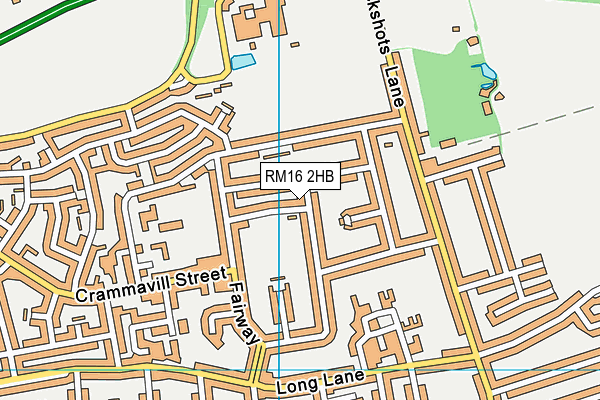 RM16 2HB map - OS VectorMap District (Ordnance Survey)