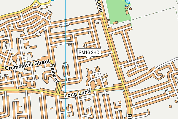 RM16 2HD map - OS VectorMap District (Ordnance Survey)