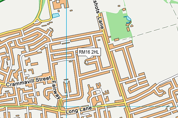 RM16 2HL map - OS VectorMap District (Ordnance Survey)