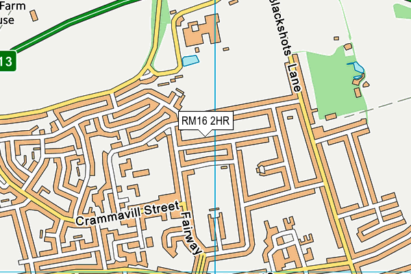 RM16 2HR map - OS VectorMap District (Ordnance Survey)