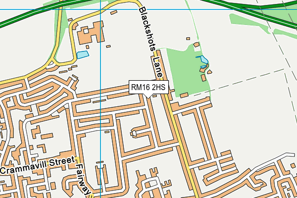 RM16 2HS map - OS VectorMap District (Ordnance Survey)