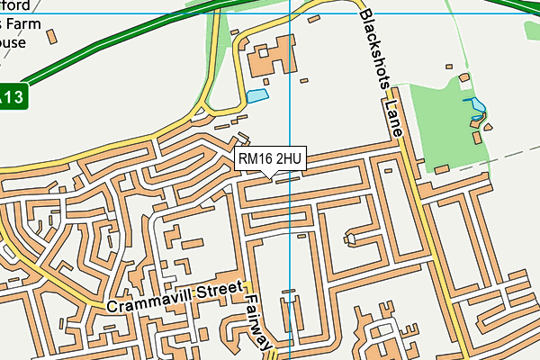 RM16 2HU map - OS VectorMap District (Ordnance Survey)