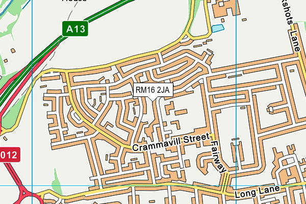 RM16 2JA map - OS VectorMap District (Ordnance Survey)