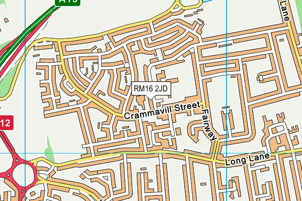 RM16 2JD map - OS VectorMap District (Ordnance Survey)