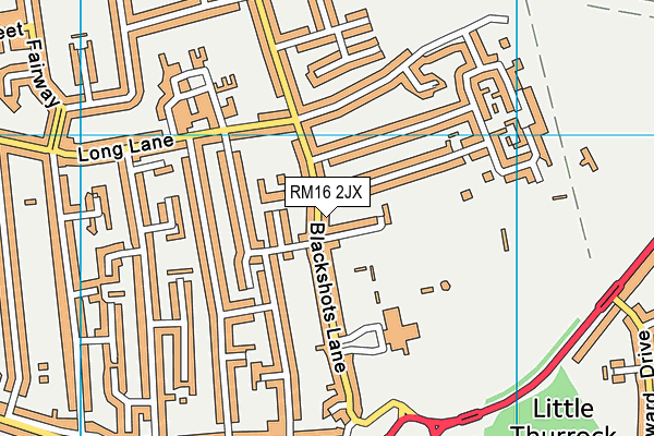 RM16 2JX map - OS VectorMap District (Ordnance Survey)