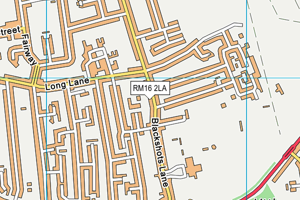 RM16 2LA map - OS VectorMap District (Ordnance Survey)