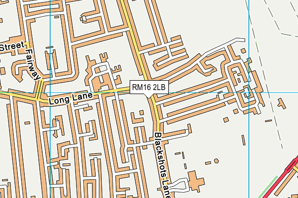 RM16 2LB map - OS VectorMap District (Ordnance Survey)