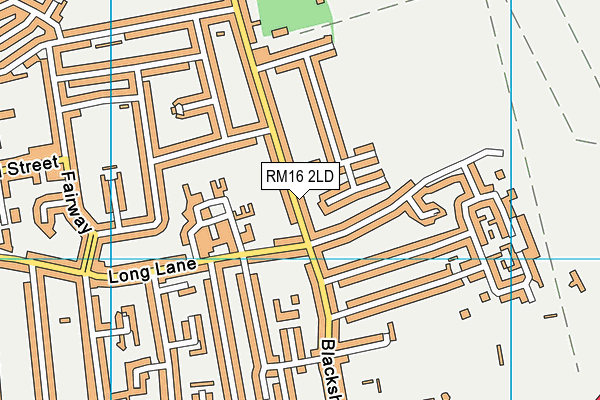 RM16 2LD map - OS VectorMap District (Ordnance Survey)