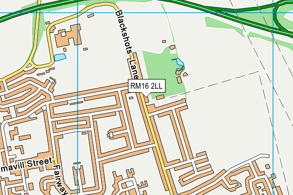 RM16 2LL map - OS VectorMap District (Ordnance Survey)