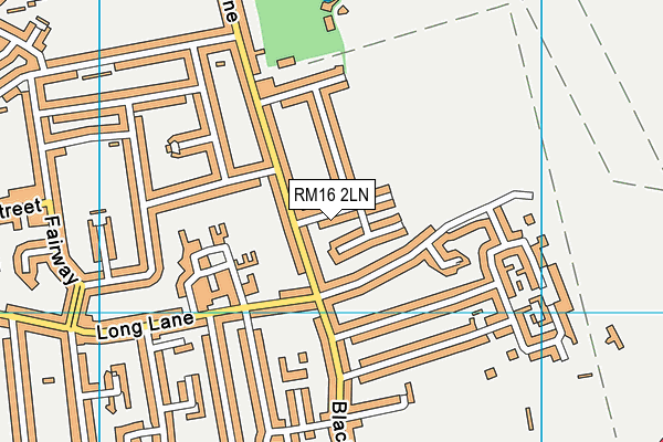 RM16 2LN map - OS VectorMap District (Ordnance Survey)