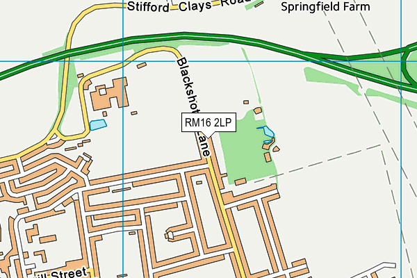 RM16 2LP map - OS VectorMap District (Ordnance Survey)