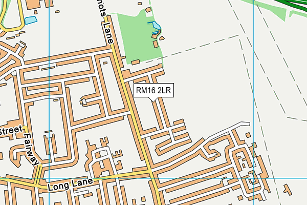 RM16 2LR map - OS VectorMap District (Ordnance Survey)