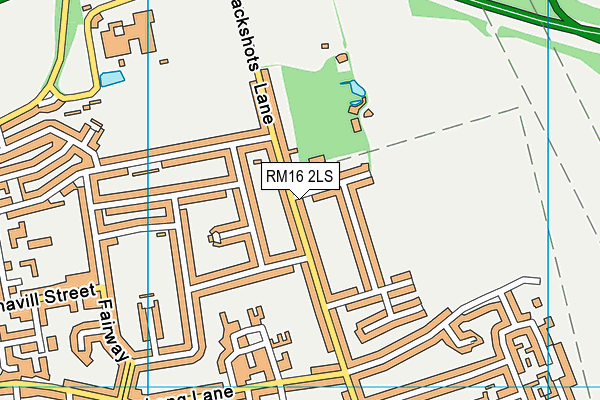 RM16 2LS map - OS VectorMap District (Ordnance Survey)