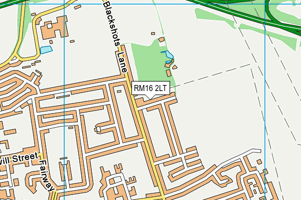 RM16 2LT map - OS VectorMap District (Ordnance Survey)