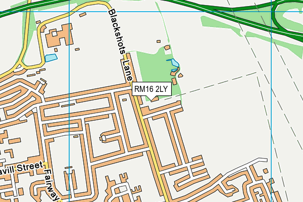 RM16 2LY map - OS VectorMap District (Ordnance Survey)