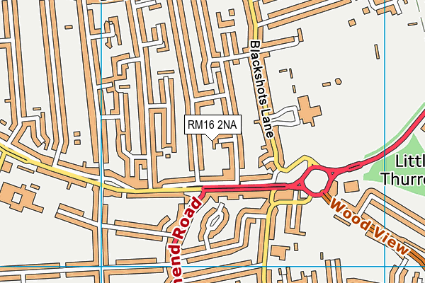 RM16 2NA map - OS VectorMap District (Ordnance Survey)