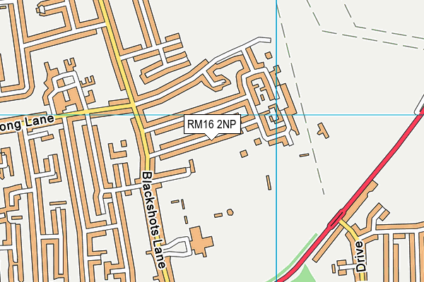 RM16 2NP map - OS VectorMap District (Ordnance Survey)