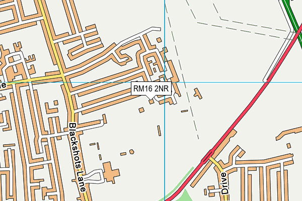 RM16 2NR map - OS VectorMap District (Ordnance Survey)