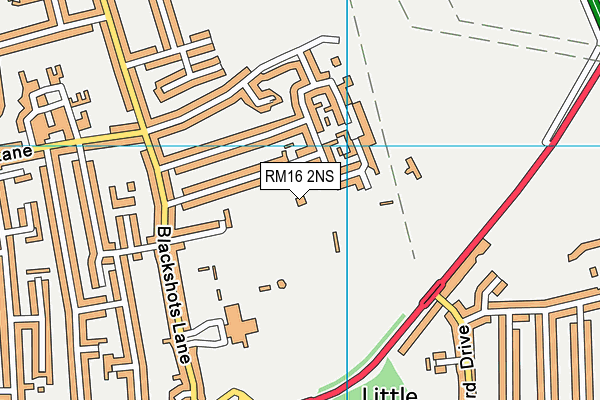 RM16 2NS map - OS VectorMap District (Ordnance Survey)