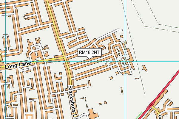 RM16 2NT map - OS VectorMap District (Ordnance Survey)