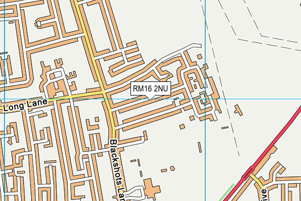 RM16 2NU map - OS VectorMap District (Ordnance Survey)