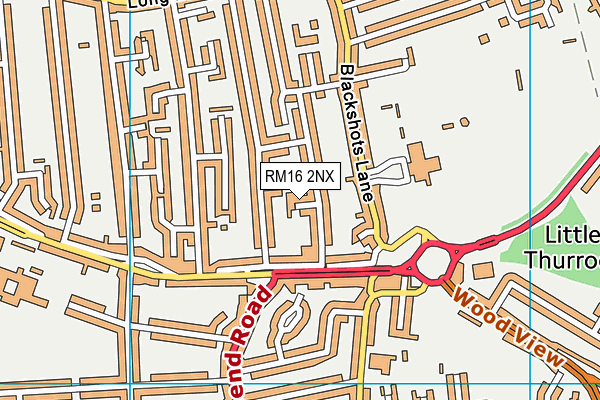 RM16 2NX map - OS VectorMap District (Ordnance Survey)