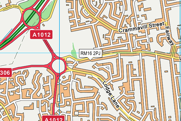 RM16 2PJ map - OS VectorMap District (Ordnance Survey)