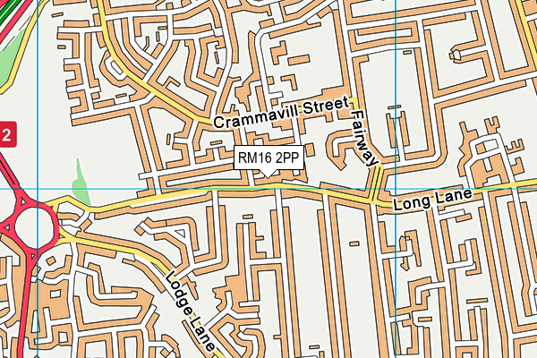 RM16 2PP map - OS VectorMap District (Ordnance Survey)