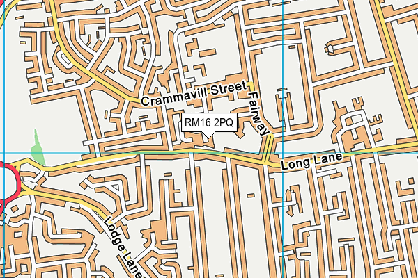 RM16 2PQ map - OS VectorMap District (Ordnance Survey)