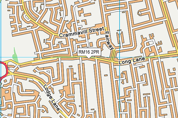 RM16 2PR map - OS VectorMap District (Ordnance Survey)