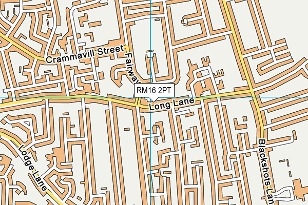 RM16 2PT map - OS VectorMap District (Ordnance Survey)