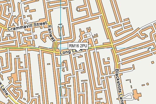 RM16 2PU map - OS VectorMap District (Ordnance Survey)
