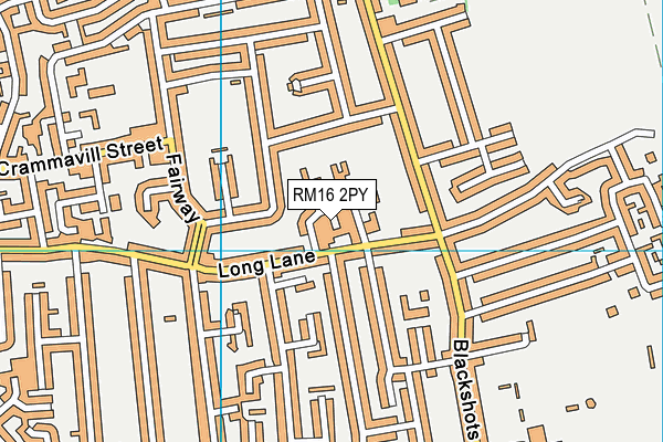 RM16 2PY map - OS VectorMap District (Ordnance Survey)
