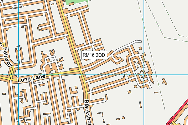 RM16 2QD map - OS VectorMap District (Ordnance Survey)