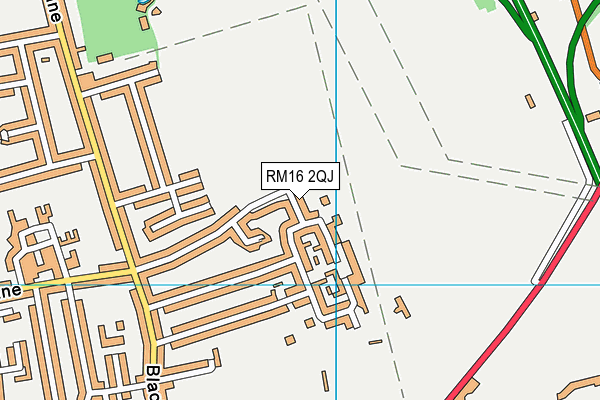 RM16 2QJ map - OS VectorMap District (Ordnance Survey)