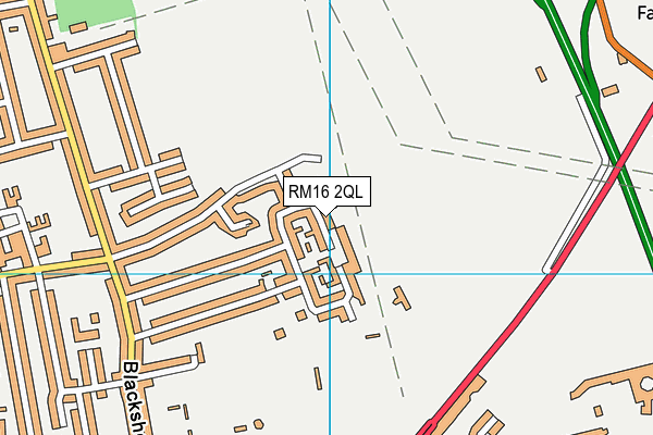 RM16 2QL map - OS VectorMap District (Ordnance Survey)