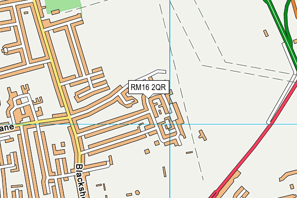 RM16 2QR map - OS VectorMap District (Ordnance Survey)