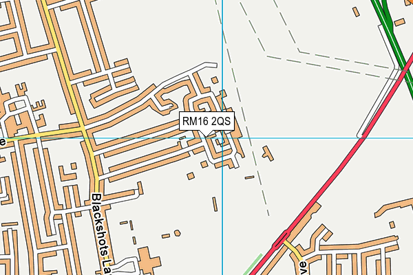 RM16 2QS map - OS VectorMap District (Ordnance Survey)