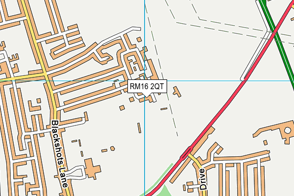 RM16 2QT map - OS VectorMap District (Ordnance Survey)