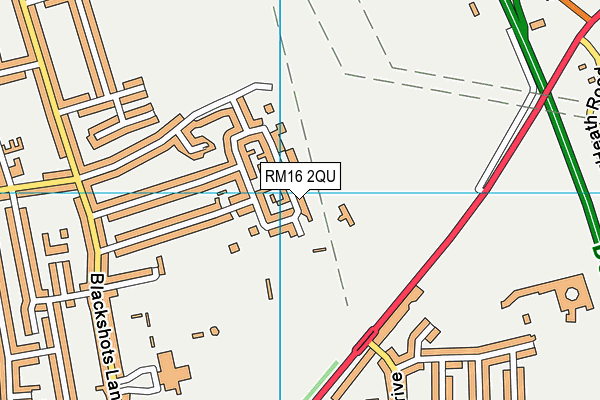 RM16 2QU map - OS VectorMap District (Ordnance Survey)