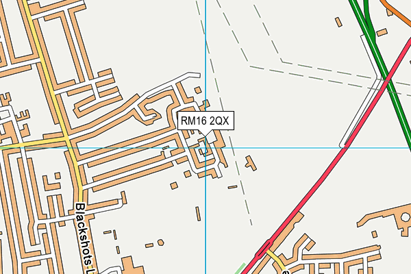 RM16 2QX map - OS VectorMap District (Ordnance Survey)