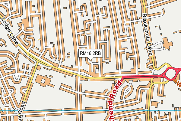 RM16 2RB map - OS VectorMap District (Ordnance Survey)