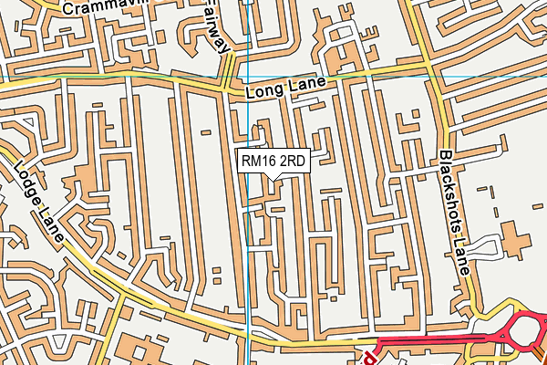 RM16 2RD map - OS VectorMap District (Ordnance Survey)