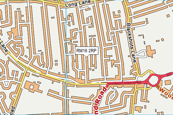 RM16 2RP map - OS VectorMap District (Ordnance Survey)