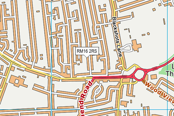 RM16 2RS map - OS VectorMap District (Ordnance Survey)