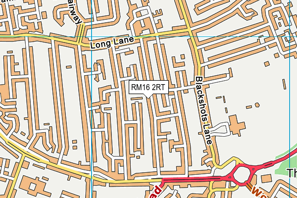 RM16 2RT map - OS VectorMap District (Ordnance Survey)